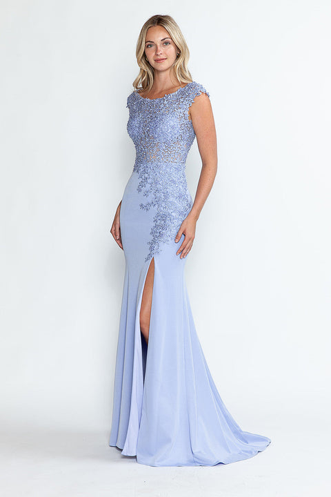 Beaded Formal Long Floral Dress Lenovia 8343