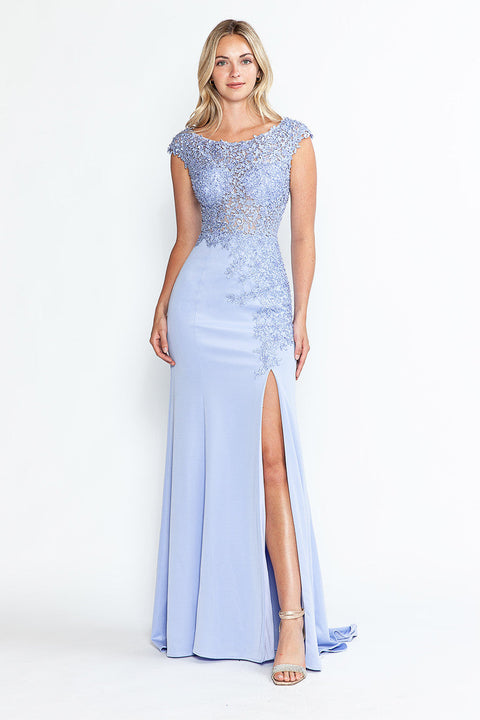 Beaded Formal Long Floral Dress Lenovia 8343