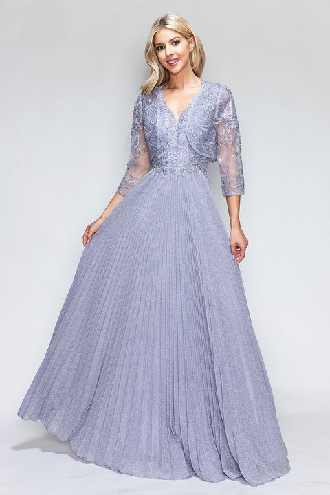 Pleated Long Formal Mother of the Bride Dress Lenovia 8341