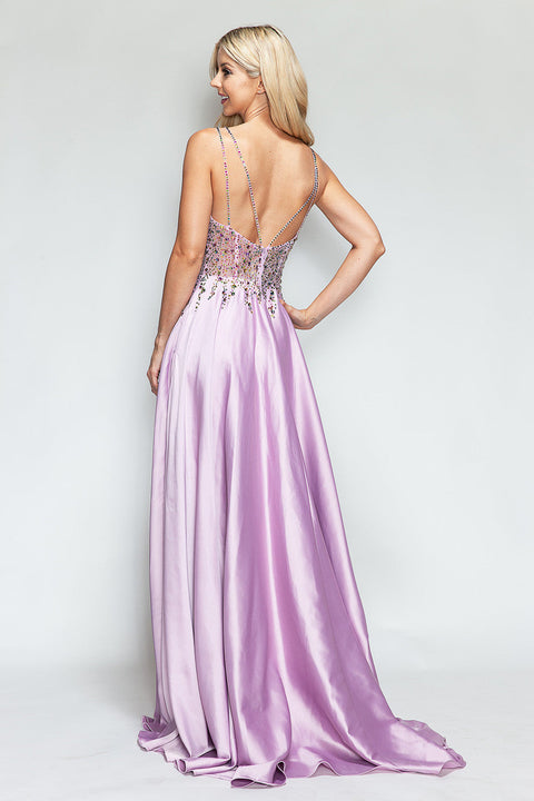 Slit Prom Long Formal Dress Lenovia 8331