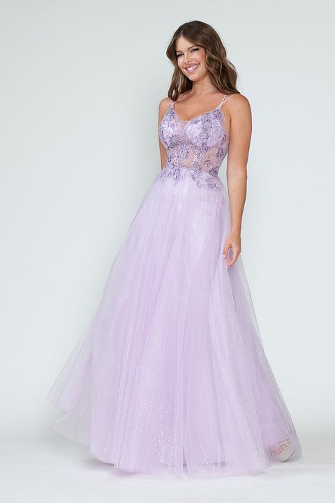 Long Beaded Sequin Formal Prom Dress Lenovia 8183