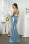 Sleek Satin Sleeveless Cowl Slit Dress by Juno M1010
