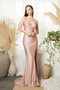 Juno M1034: Elegant Beaded Cowl Neck Gown with a Chic Slit