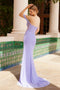 Nox Anabel M1698 Beaded One-Shoulder Gown with Slit