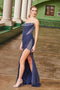 Nox Anabel M1705 Strapless Beaded Gown with Slit