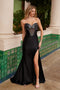 Nox Anabel M1707 Strapless Satin Gown with Bow Accent