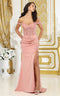May Queen MQ2018 Off-Shoulder Plus Size Prom Dress with Lace Appliqué