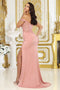 May Queen MQ2018 Off-Shoulder Plus Size Prom Dress with Lace Appliqué
