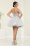 May Queen MQ2067 V-Neck Glitter A-Line Short Prom Gown