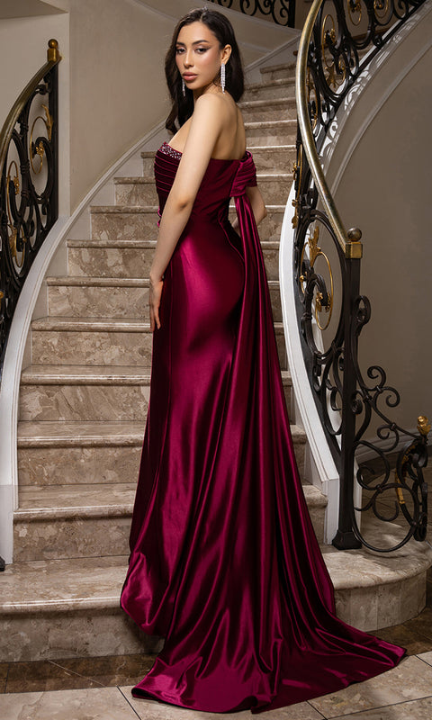 May Queen MQ2175 - One Shoulder Sheath Gown with 3D Floral