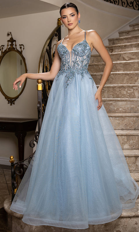 May Queen MQ2178 - Beaded Embellished Sleeveless Long Gown