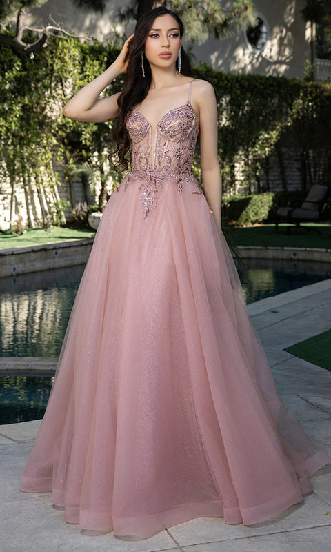 May Queen MQ2178 - Beaded Embellished Sleeveless Long Gown
