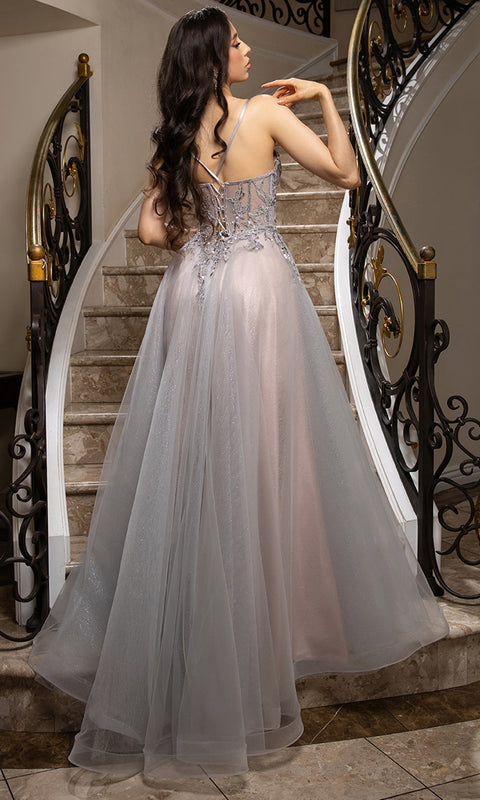 May Queen MQ2178 - Beaded Embellished Sleeveless Long Gown