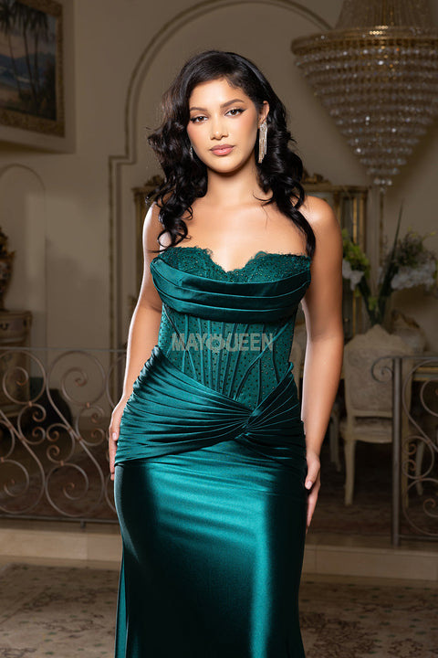 May Queen MQ2186 - Sweetheart Pleated Bodice Evening Gown