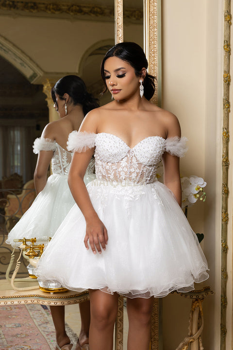 May Queen MQ2193 - Sweetheart Embellished Corset Party Dress