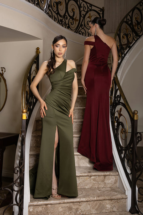 May Queen MQ2199 - High Slit One Shoulder Gown