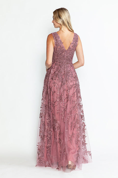 A Line Long Formal Lace Dress Lenovia 8337