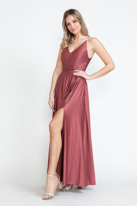 A Line Formal Slit Long Prom Dress Lenovia 5275