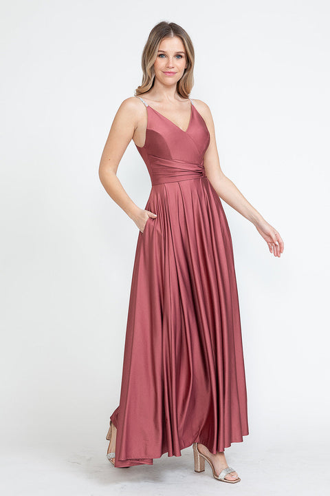 A Line Formal Slit Long Prom Dress Lenovia 5275