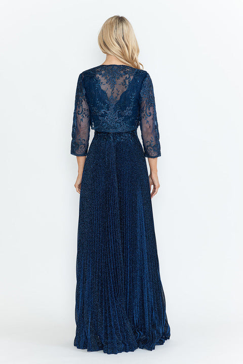 Pleated Long Formal Mother of the Bride Dress Lenovia 8341