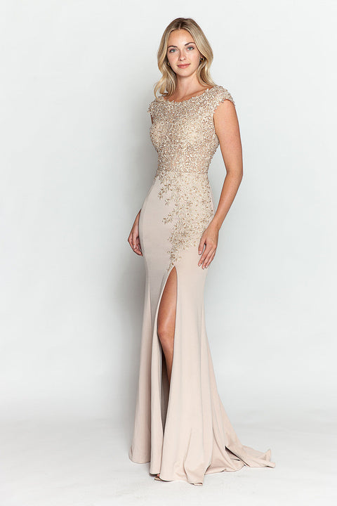 Beaded Formal Long Floral Dress Lenovia 8343