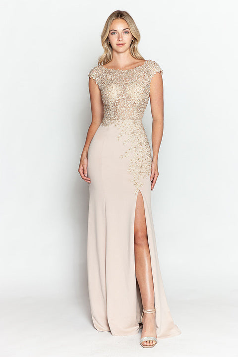 Beaded Formal Long Floral Dress Lenovia 8343
