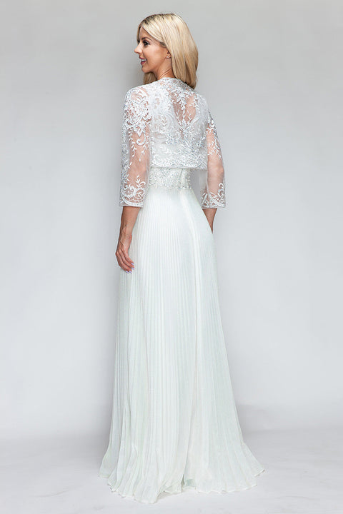 Pleated Long Wedding Dress Lenovia 8341