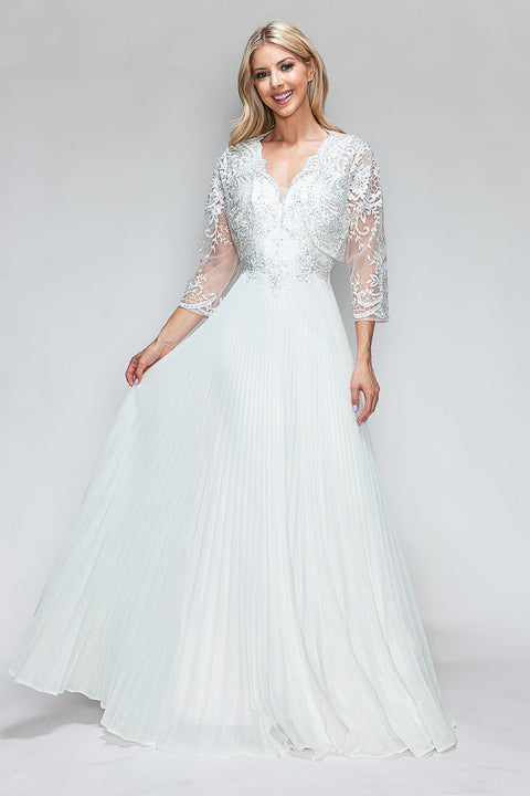 Pleated Long Wedding Dress Lenovia 8341