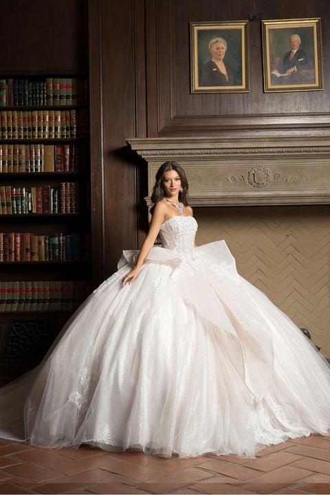 Bella Princess PQ1071 strapless puff sleeve ball gown by petite adele pq1071 — image 8.0