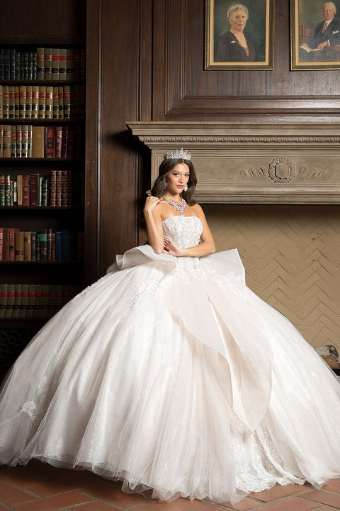 Bella Princess PQ1071 strapless puff sleeve ball gown by petite adele pq1071 — image 9.0