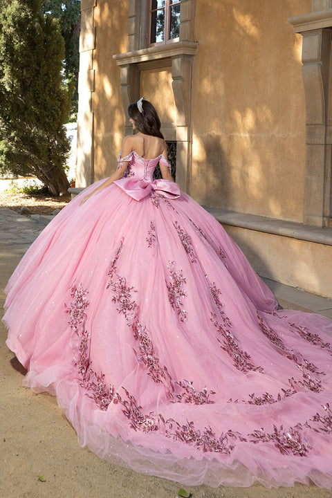Bella Princess PQ1072 off shoulder bow ball gown by petite adele pq1072 — image 2.0