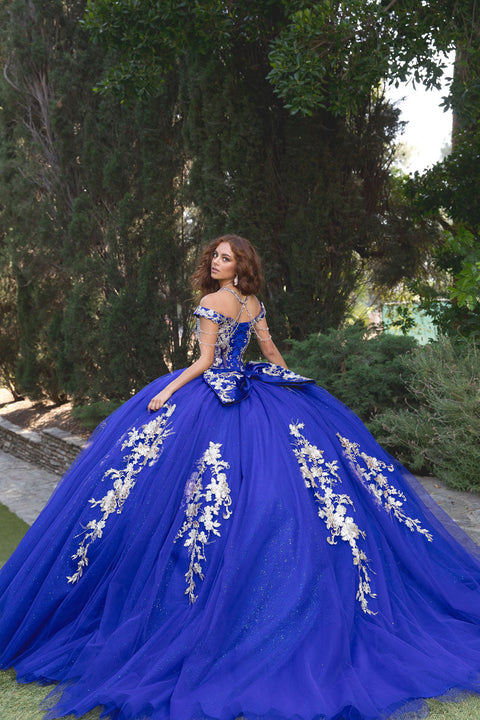 Bella Princess PQ1076 beaded off shoulder ball gown by petite adele pq1076 — image 2.0