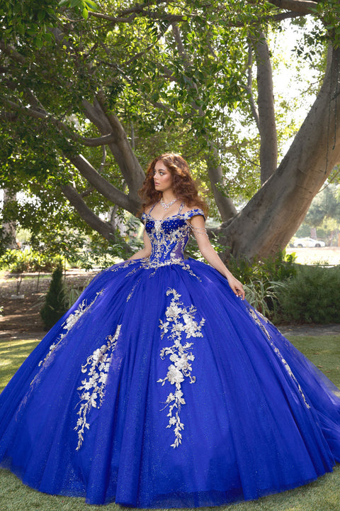 Bella Princess PQ1076 beaded off shoulder ball gown by petite adele pq1076 — image 1.0