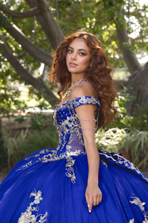 Bella Princess PQ1076 beaded off shoulder ball gown by petite adele pq1076 — image 5.0