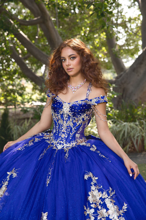 Bella Princess PQ1076 beaded off shoulder ball gown by petite adele pq1076 — image 3.0