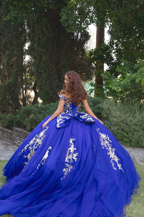 Bella Princess PQ1076 beaded off shoulder ball gown by petite adele pq1076 — image 8.0