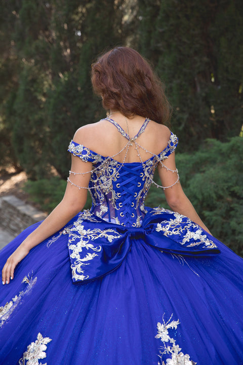 Bella Princess PQ1076 beaded off shoulder ball gown by petite adele pq1076 — image 4.0