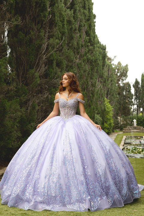 Bella Princess PQ1077 cold shoulder ball gown by petite adele pq1077 — image 1.0
