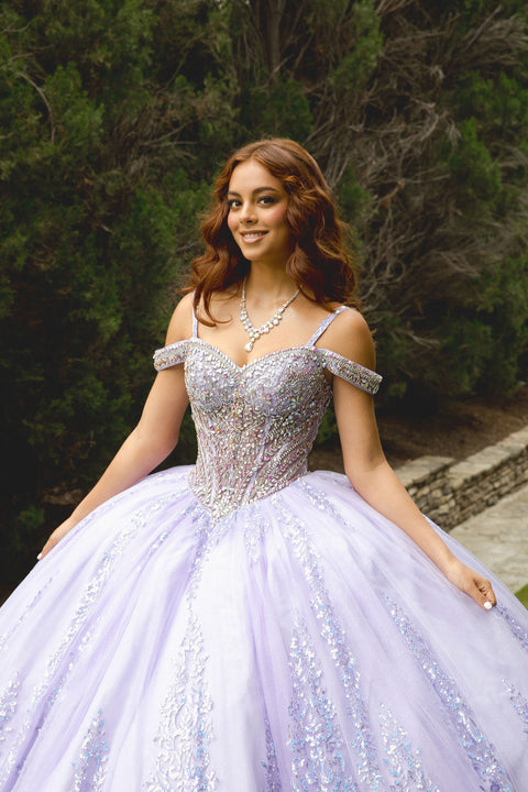 Bella Princess PQ1077 cold shoulder ball gown by petite adele pq1077 — image 3.0