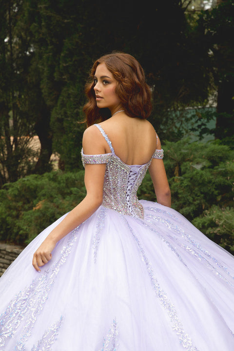 Bella Princess PQ1077 cold shoulder ball gown by petite adele pq1077 — image 4.0