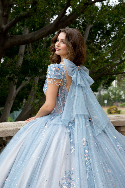 Bella Princess PQ1094 strapless cap sleeve ball gown by petite adele pq1094 — image 4.0