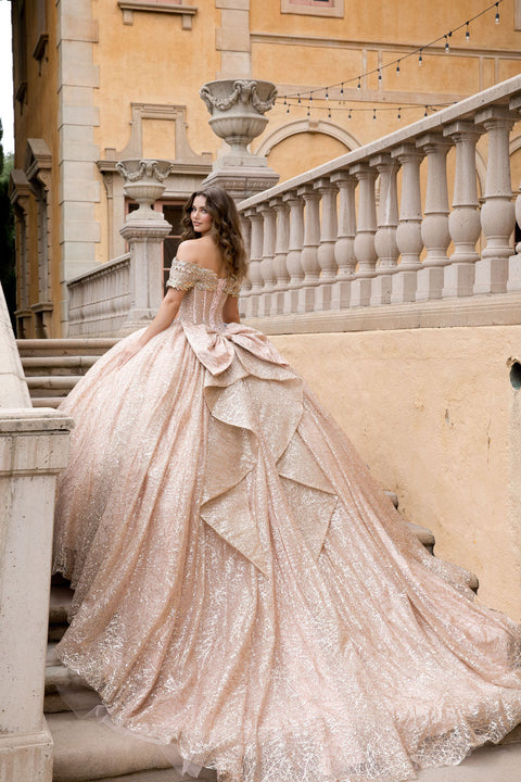 Bella Princess PQ1087 off shoulder corset ball gown by petite adele pq1087 — image 2.0