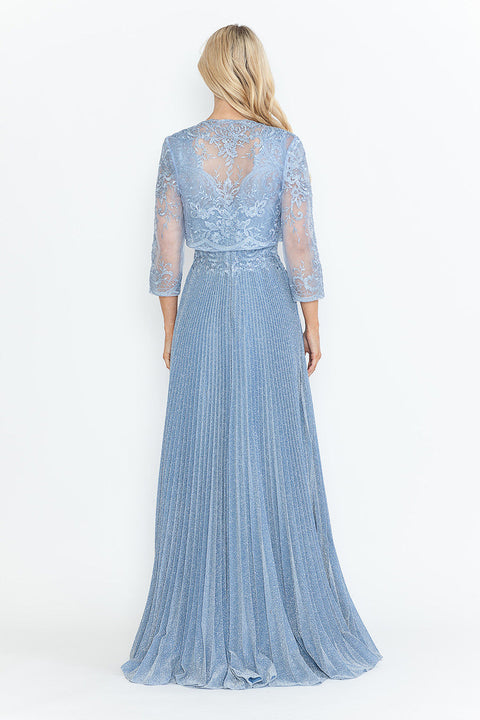 Pleated Long Formal Mother of the Bride Dress Lenovia 8341