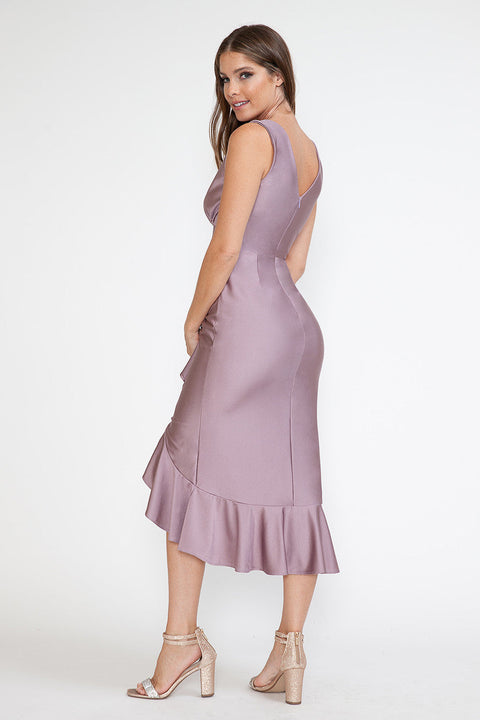 Midi Short Cocktail Ruffle Dress Lenovia 5280