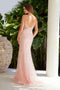 Nox Anabel Q1542 Sleeveless Sequin Gown with Sheer Bodice and Overskirt