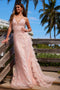 Nox Anabel Q1542 Sleeveless Sequin Gown with Sheer Bodice and Overskirt