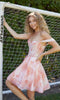 Watercolor-Print Homecoming Dress: Nox Anabel Q176