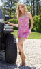 Lace-Up Short Beaded Homecoming Dress by Nox Anabel Q179