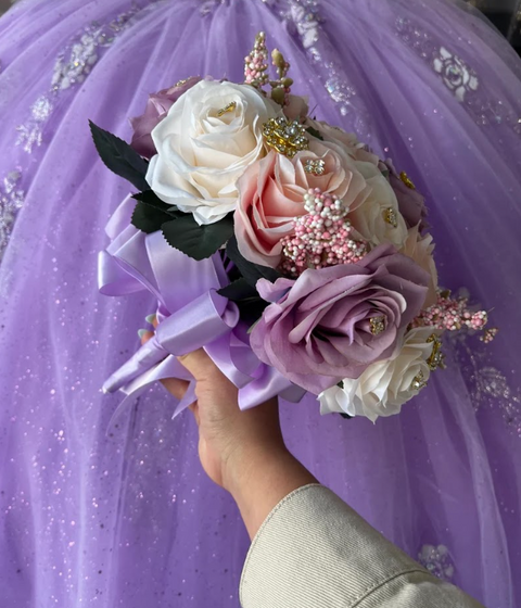 Quinceañera Bouquet in Blush Pink Lavender Ivory