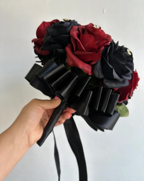 Quinceañera Bouquet in Burgundy and Black
